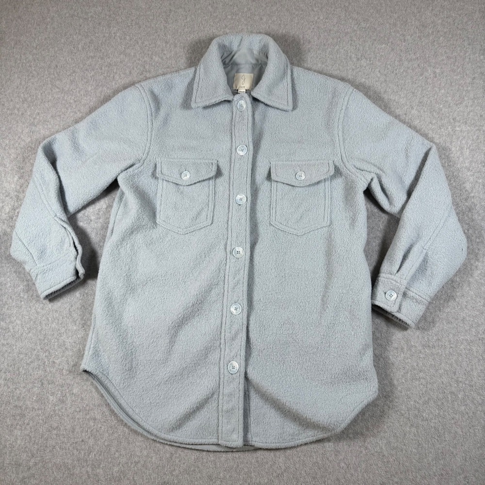 Joie Shirt Jacket Womens Blue Solid Fleece Shacket Button Up Casual XS